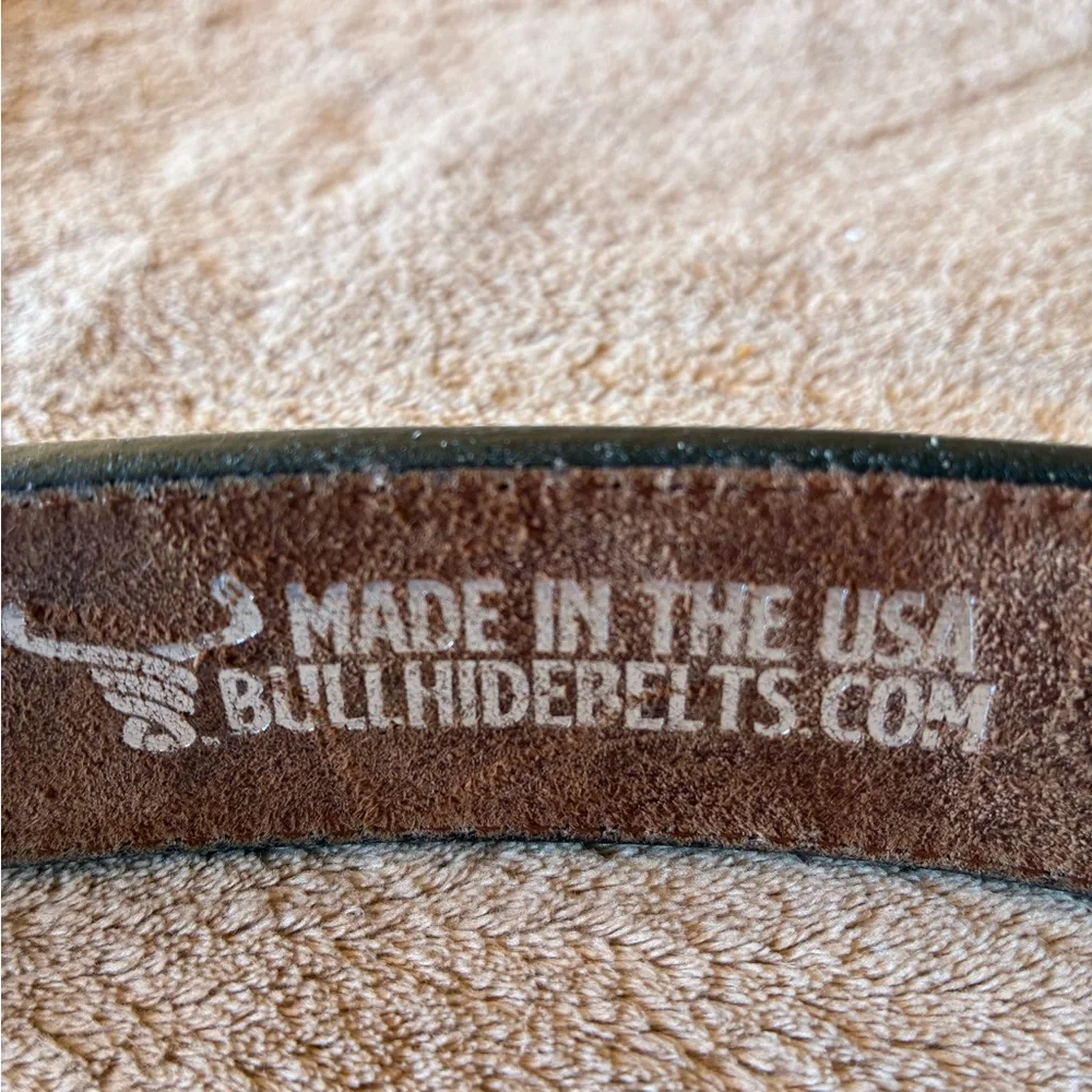 BULLHEAD BELTS Full Grain Leather Stitched Belt W1.50 Inch Wide  Size 34